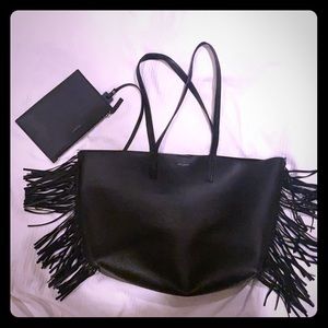 YSL black leather fringe bag